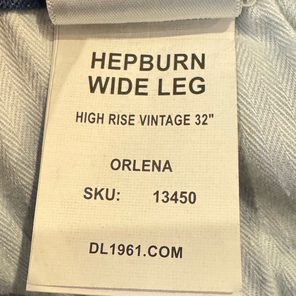 DL1961 Hepburn Wide Leg 32” Blue Jeans High Rise Orlena Wash Stretch Size 26 - Picture 12 of 13